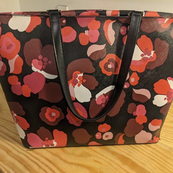 Kate Spade Jules Grant Street Grainy Vinyl wonderfloral Tote - Picture 2 of 8
